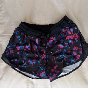 lululemon athletica Black Shorts with Pink, Blue and Purple Print